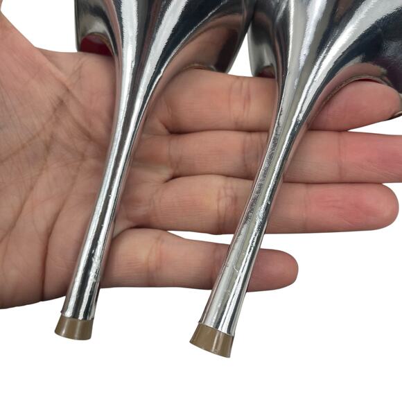 Christian Louboutin Me Dolly Strass 100mm Crystal Mules Silver Size 38 - Picture 12 of 15